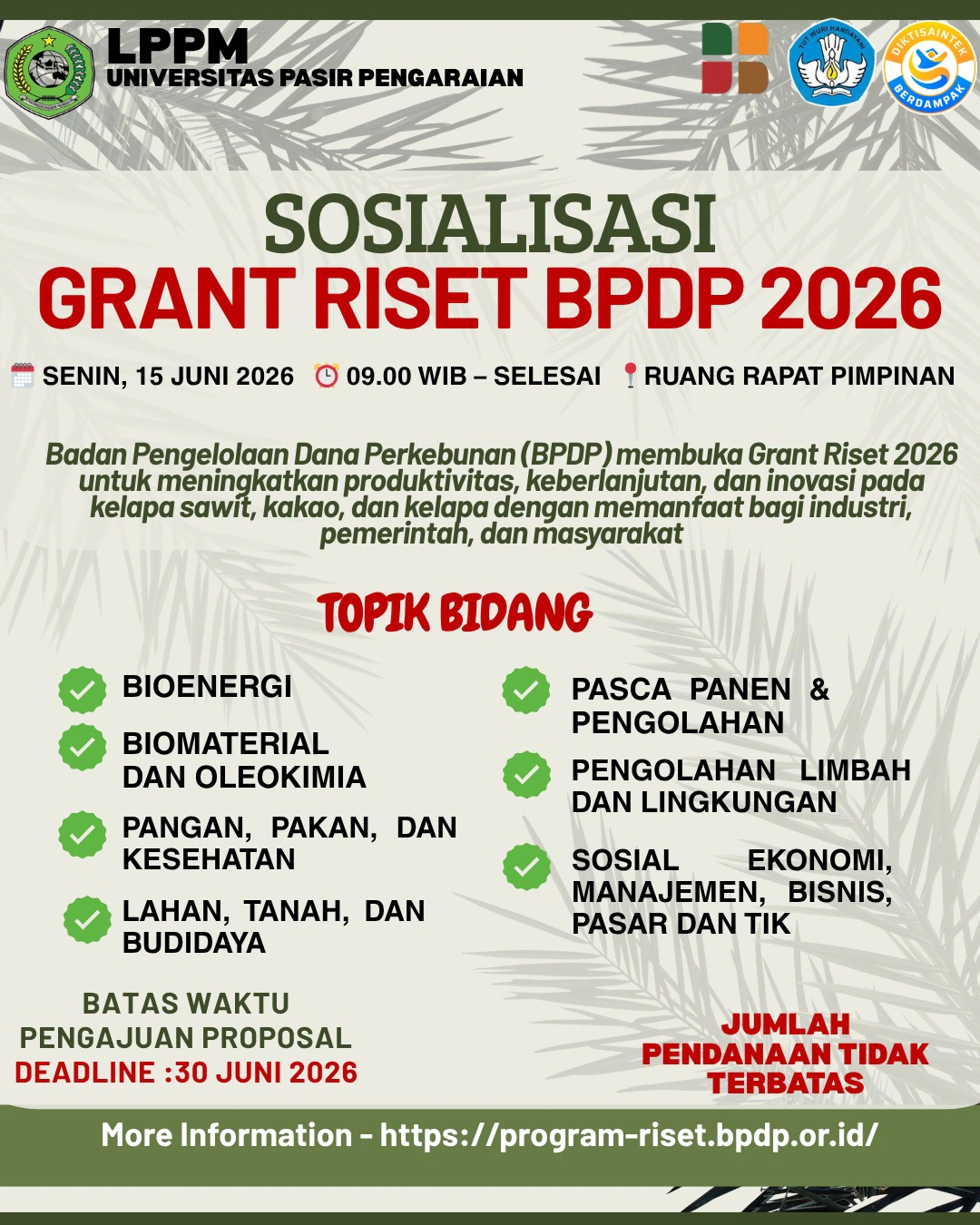 LPPM UPP Gelar Sosialisasi Grant Riset BPDP 2026, Pendanaan Tidak Terbatas untuk Inovasi Komoditas Perkebunan